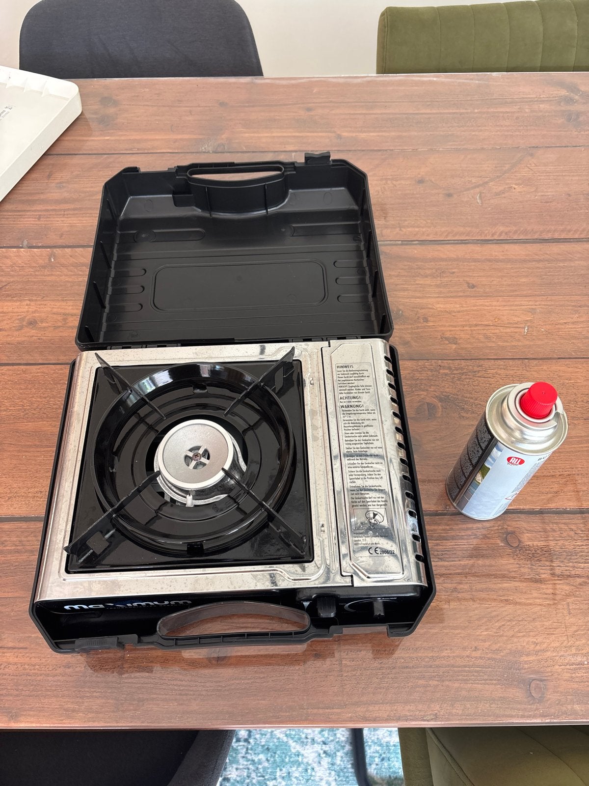 Compact camping kookstel met gasfles, Ophalen, Zo goed als nieuw