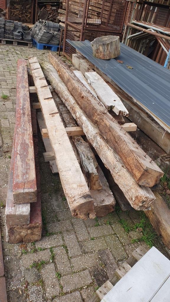 Eiken balken oude binten, Tuin en Terras, Palen, Balken en Planken, Gebruikt, Balken, 250 cm of meer, Ophalen of Verzenden