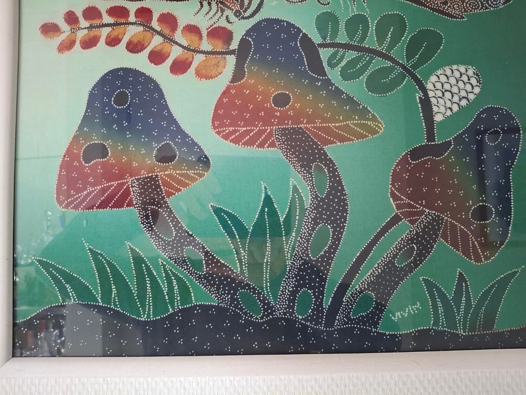 Origineel batik schilderij op textiel van kunstenaar Viven, Ophalen of Verzenden