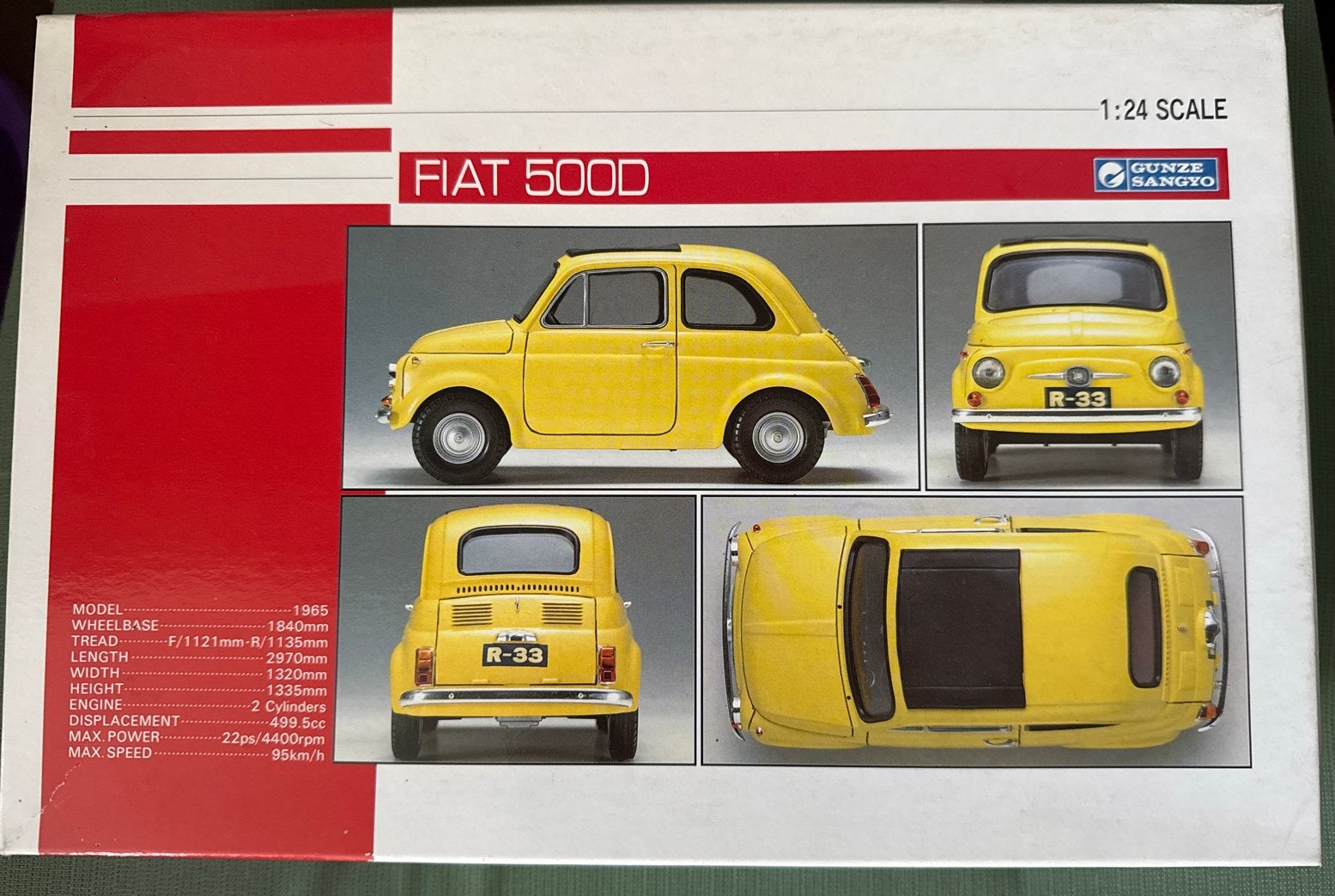 FIAT 500D 1:24 schaalmodel - Gunze Sangyo, Ophalen of Verzenden, Nieuw, Auto, Overige merken