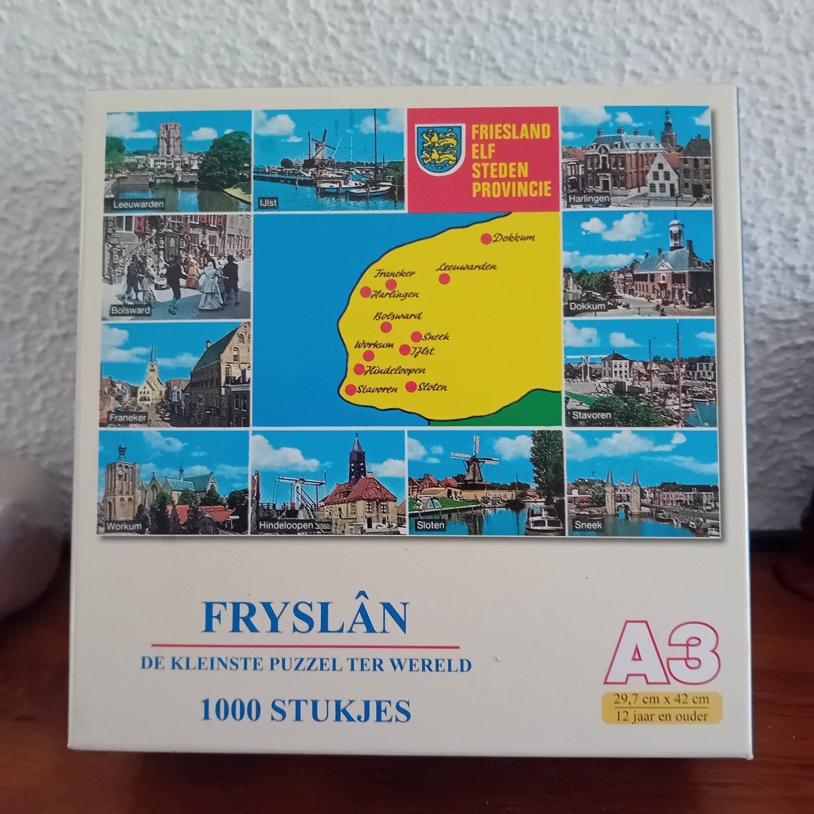 Friesland Elf Steden Provincie Puzzel 1000 stukjes, Ophalen of Verzenden, 500 t/m 1500 stukjes, Gebruikt, Legpuzzel
