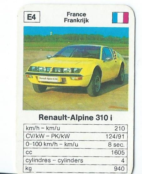 Troefkaart Maxi-mini Renault - Alpine 310 i (losse kaart), Ophalen of Verzenden, Zo goed als nieuw, Auto's