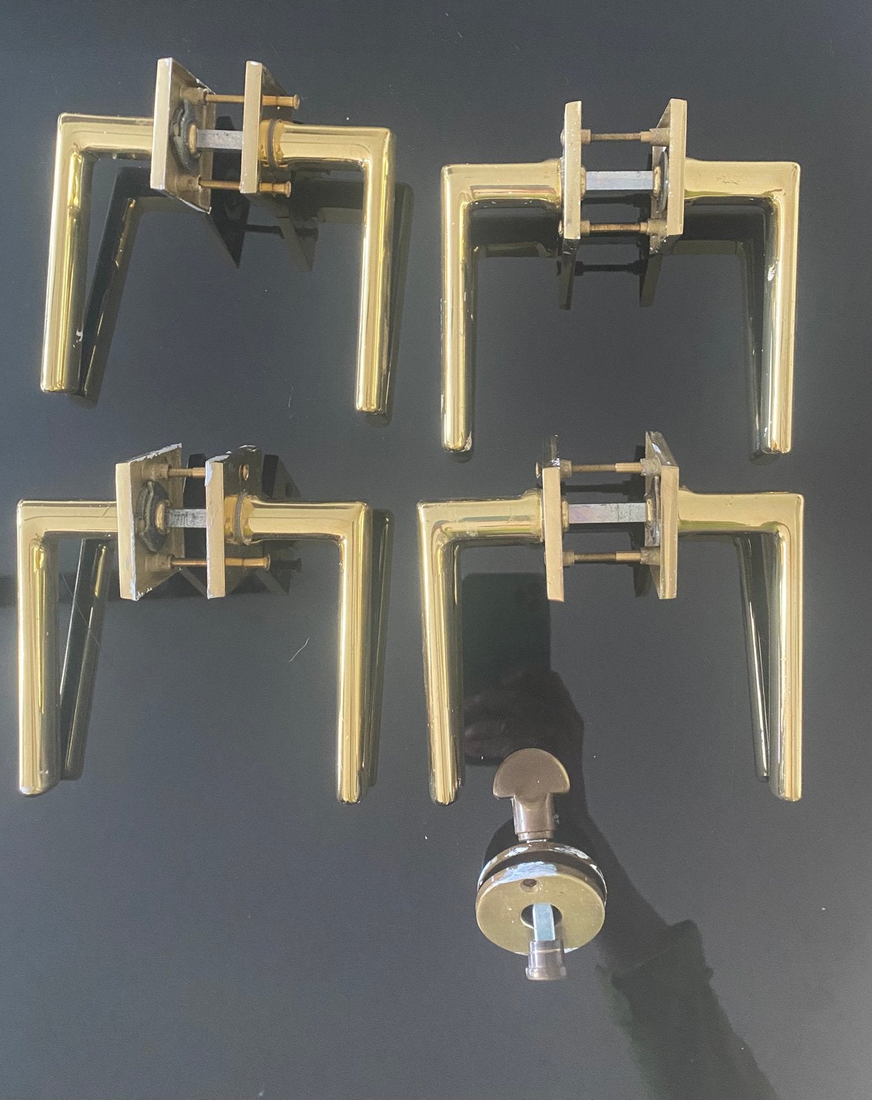 Gouden Deurklinken - Set van 2, Ophalen of Verzenden, Gebruikt, Koper of Messing, Klink of Kruk
