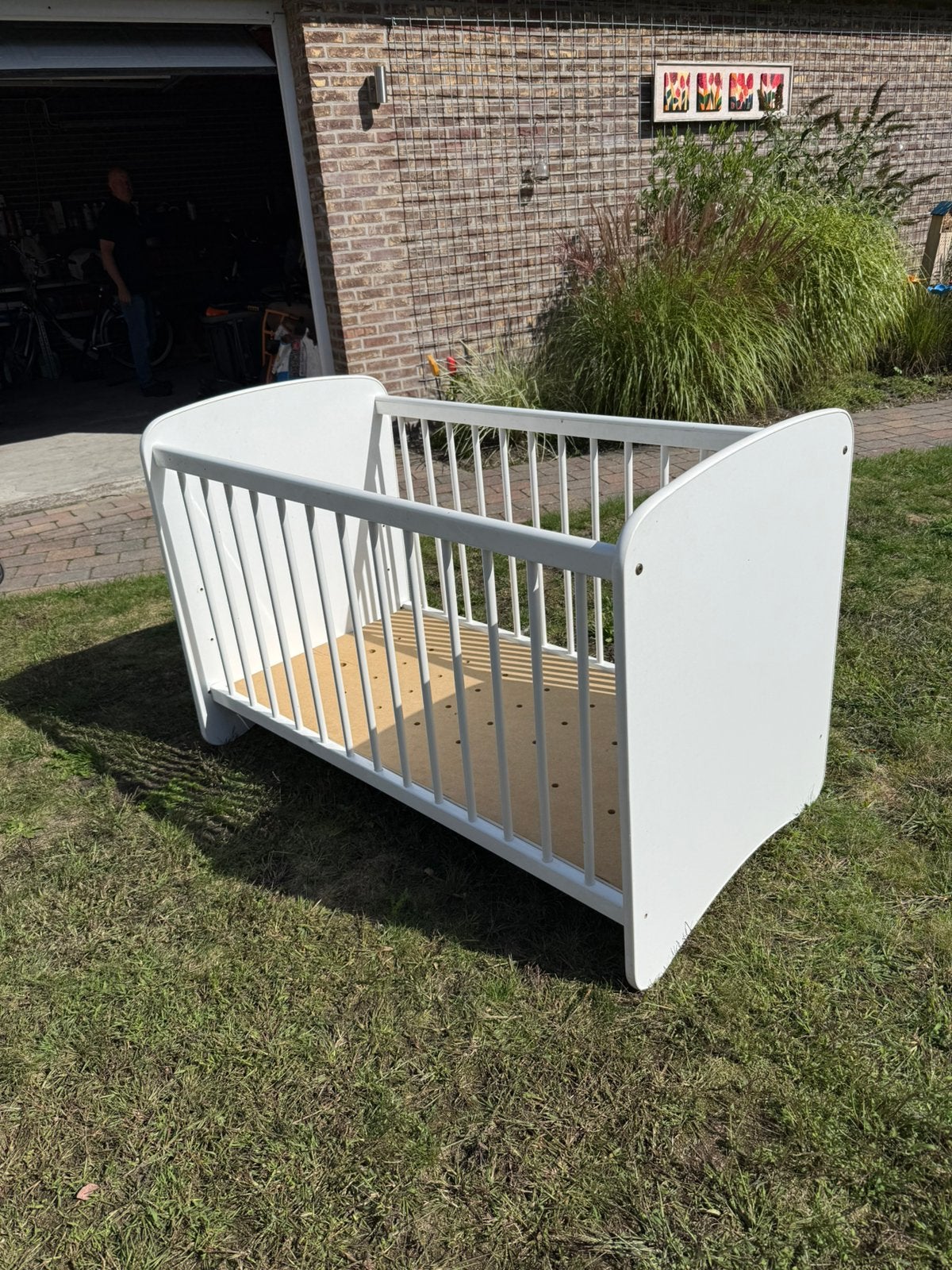 Wit Kinderledikant met matras, Ophalen, Gebruikt, Minder dan 140 cm, Matras