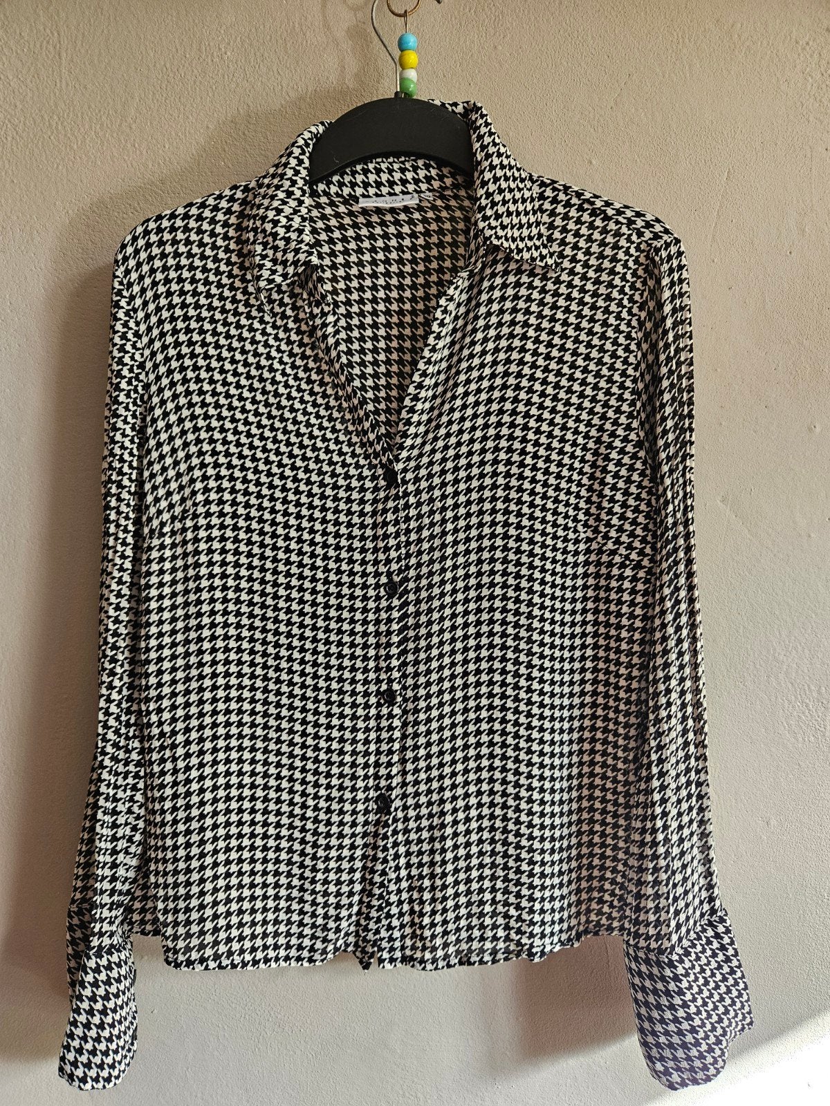 Hennes Collection Blouse Zwart/Wit Pied-de-Poule Maat 40, Kleding | Dames, Maat 38/40 (M), Meerkleurig, Ophalen of Verzenden, Zo goed als nieuw