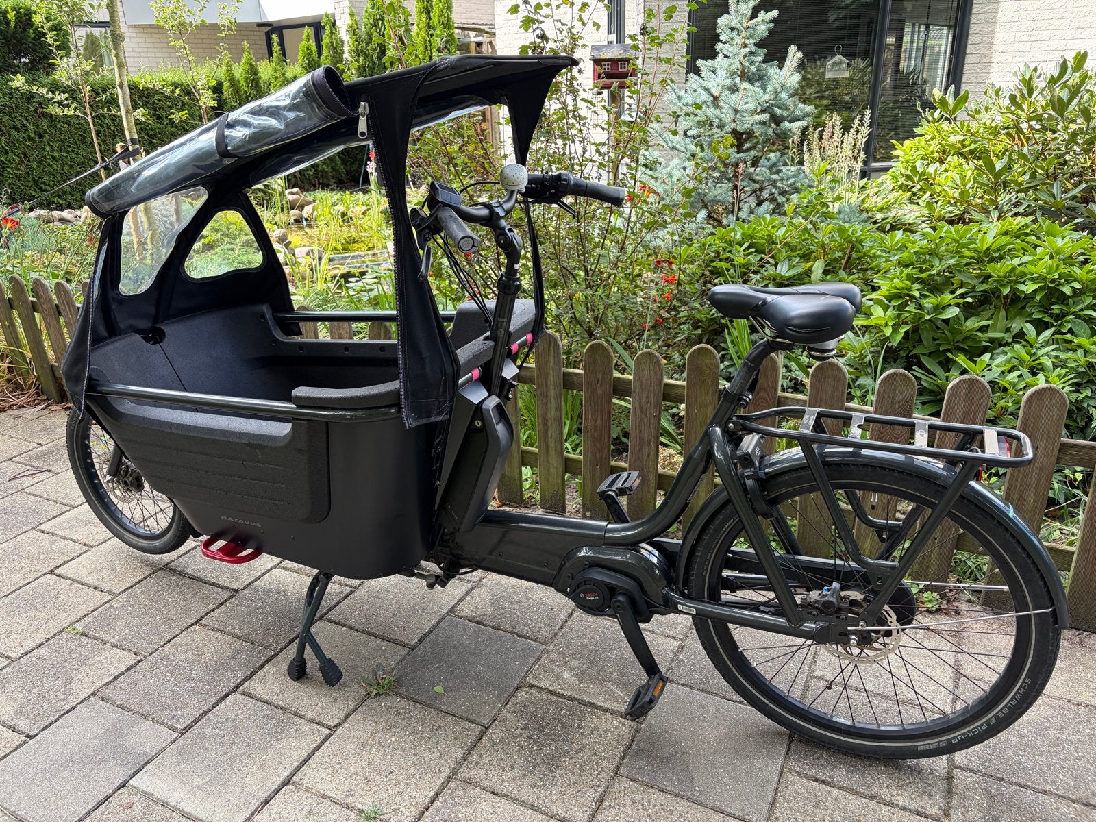 Batavus fier 2 elektrische bakfiets met huif, Gebruikt, Elektrisch, 2 kinderen, Schijfrem