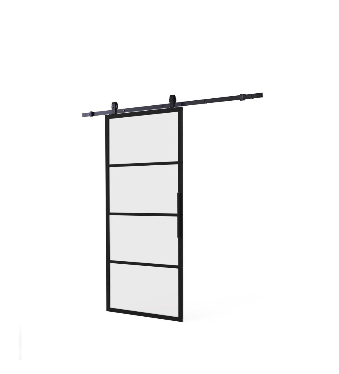 Gloednieuwe zwarte Schuifdeur, Ophalen, 215 cm of meer, Binnendeur, Schuifdeur