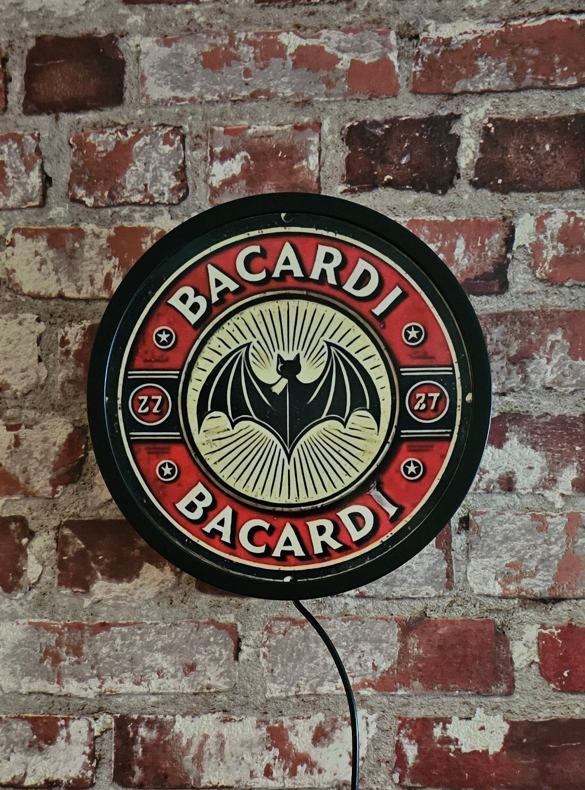 Bacardi Reclamebord met LED-verlichting - 20 cm, Ophalen of Verzenden, Reclamebord