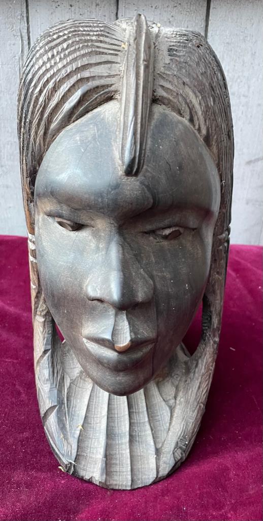 mooi Afrikaans houten Buste of Borstbeeld., Antiek en Kunst, Kunst | Beelden en Houtsnijwerken, Ophalen of Verzenden