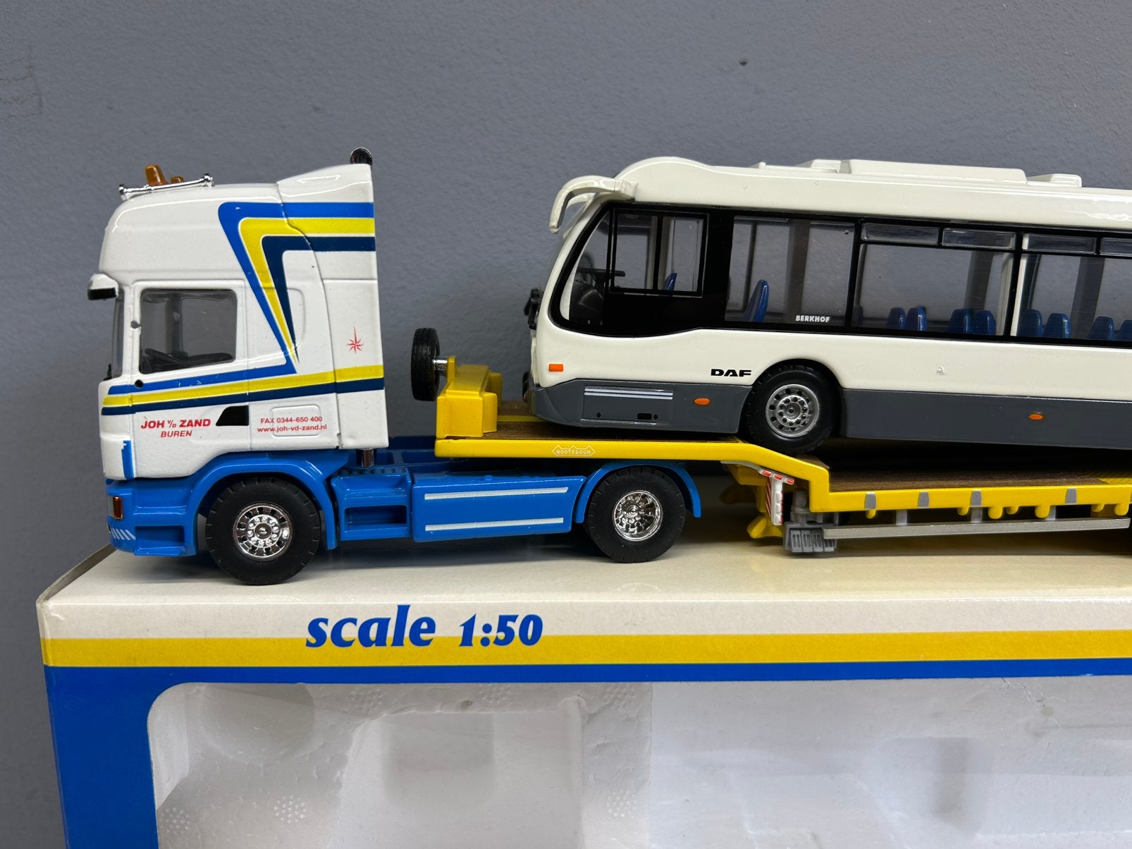 Lion toys car  Daf Scania Berkhof Nooteboom Joh vd Zand NMIB, Ophalen of Verzenden, Zo goed als nieuw, Bus of Vrachtwagen, Lion Toys