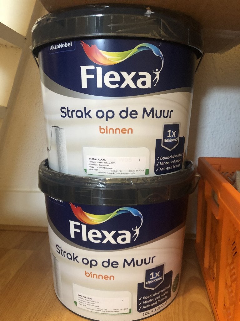 Verf Flexa Creations Fresh Linen 2x 10 L - ongebruikt, Ophalen, Wit, Nieuw, Verf