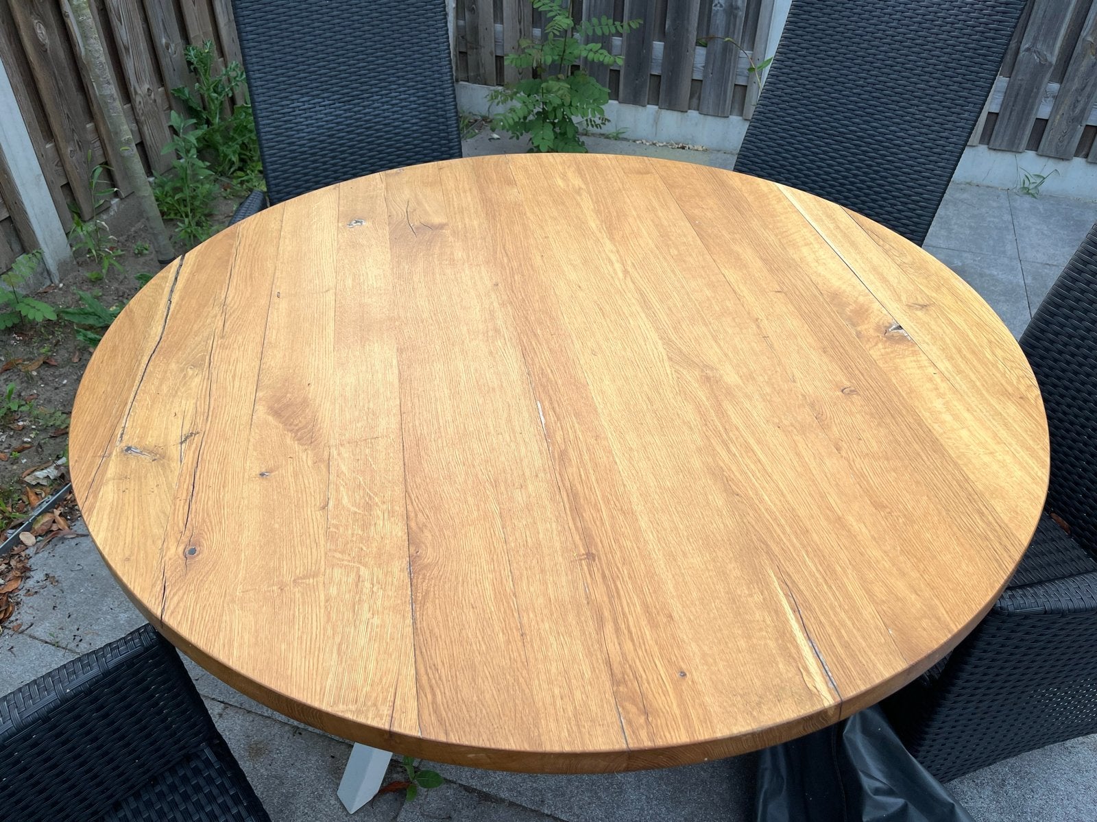 Rond eikenhouten tafelblad, Huis en Inrichting, Tafels | Eettafels, Ophalen, Gebruikt, 100 tot 150 cm, Vier personen