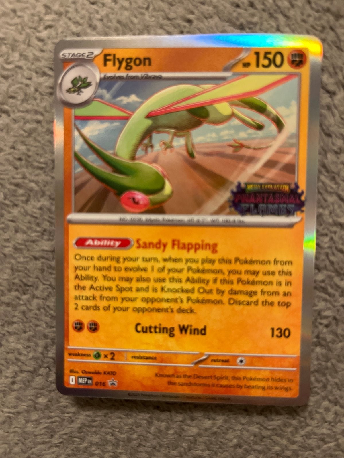Flygon 016/MEP Holo Rare Pokémon Kaart, Ophalen of Verzenden, Zo goed als nieuw, Losse kaart, Foil