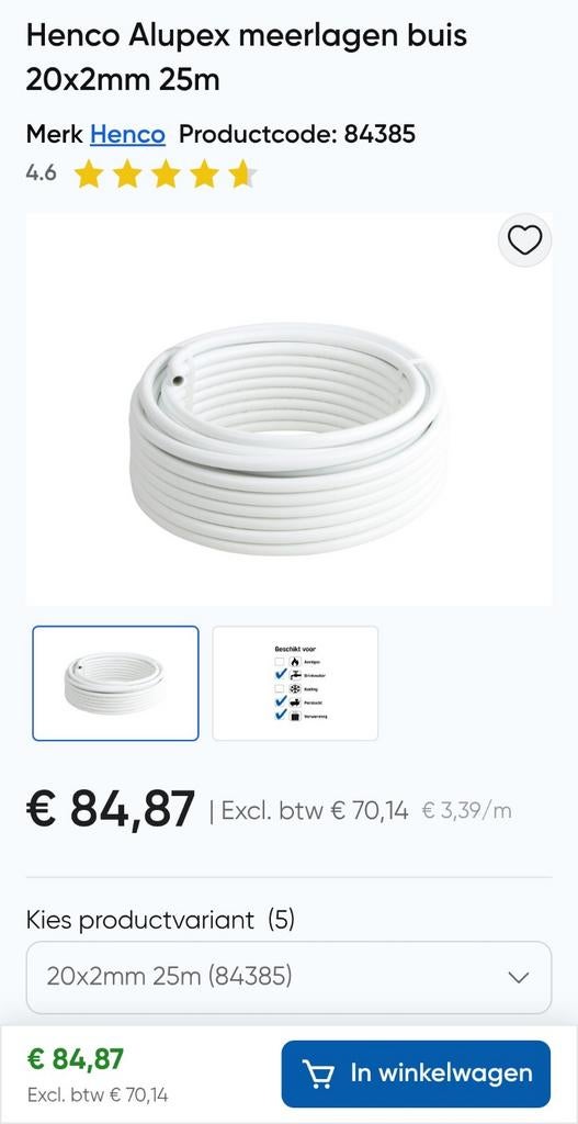 Nieuwe Henco meerlagenbuizen 20mm, Doe-het-zelf en Verbouw, Buizen en Afvoer, Overige materialen, 6 meter of meer, Overige typen