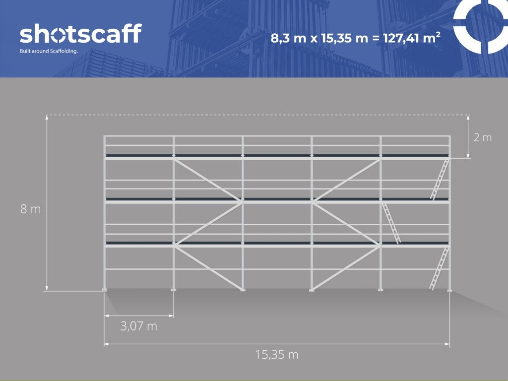 Modulaire steiger | 125 m² | Gratis levering, Verzenden, Nieuw, Gevelsteiger, 5 meter of hoger