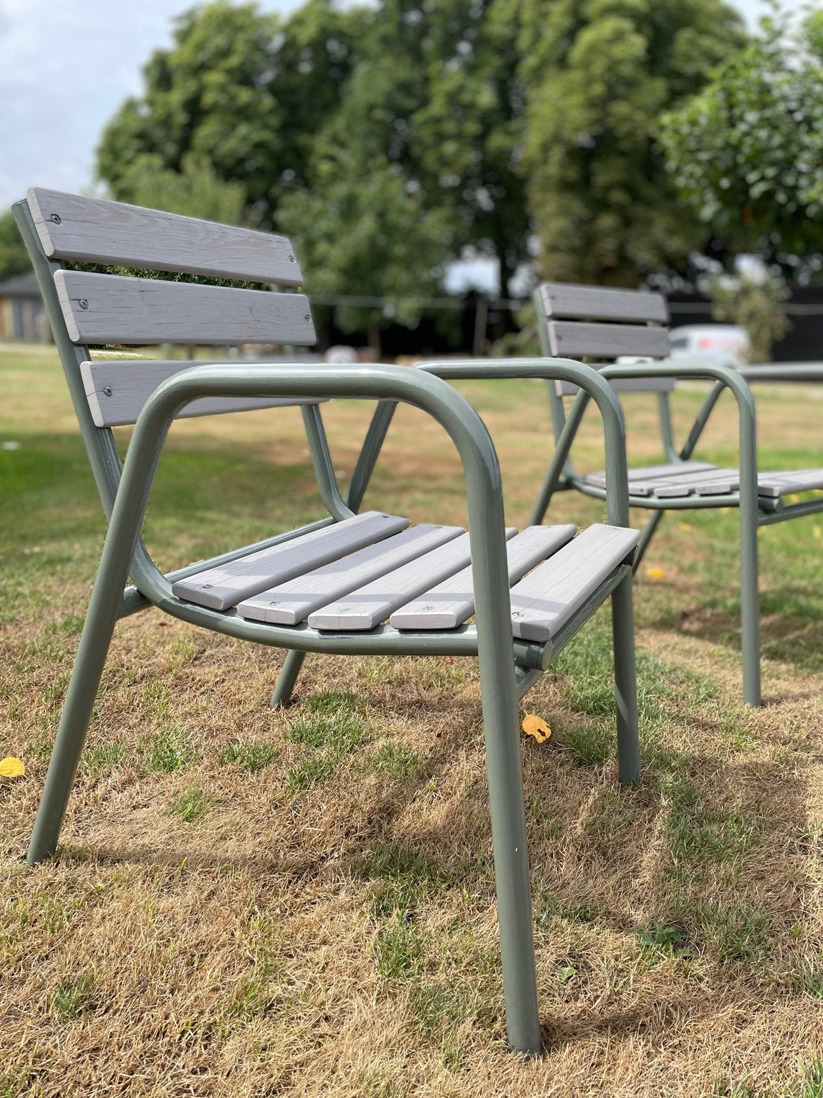 BK Made in Denmark tuinstoelen (stapelbaar), Ophalen, Gebruikt, Metaal, Stapelbaar