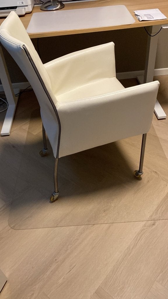 4 crème kleurige leren eethoekstoelen, Huis en Inrichting, Ophalen, Gebruikt, Overige kleuren, Vier