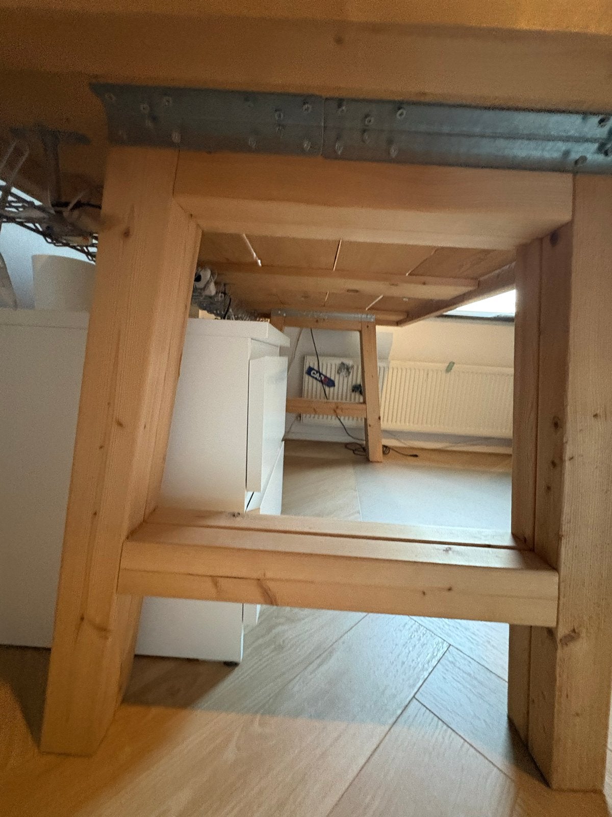 Stevige houten tafel - 180x88cm, Ophalen, Gebruikt, 50 tot 100 cm, 150 tot 200 cm