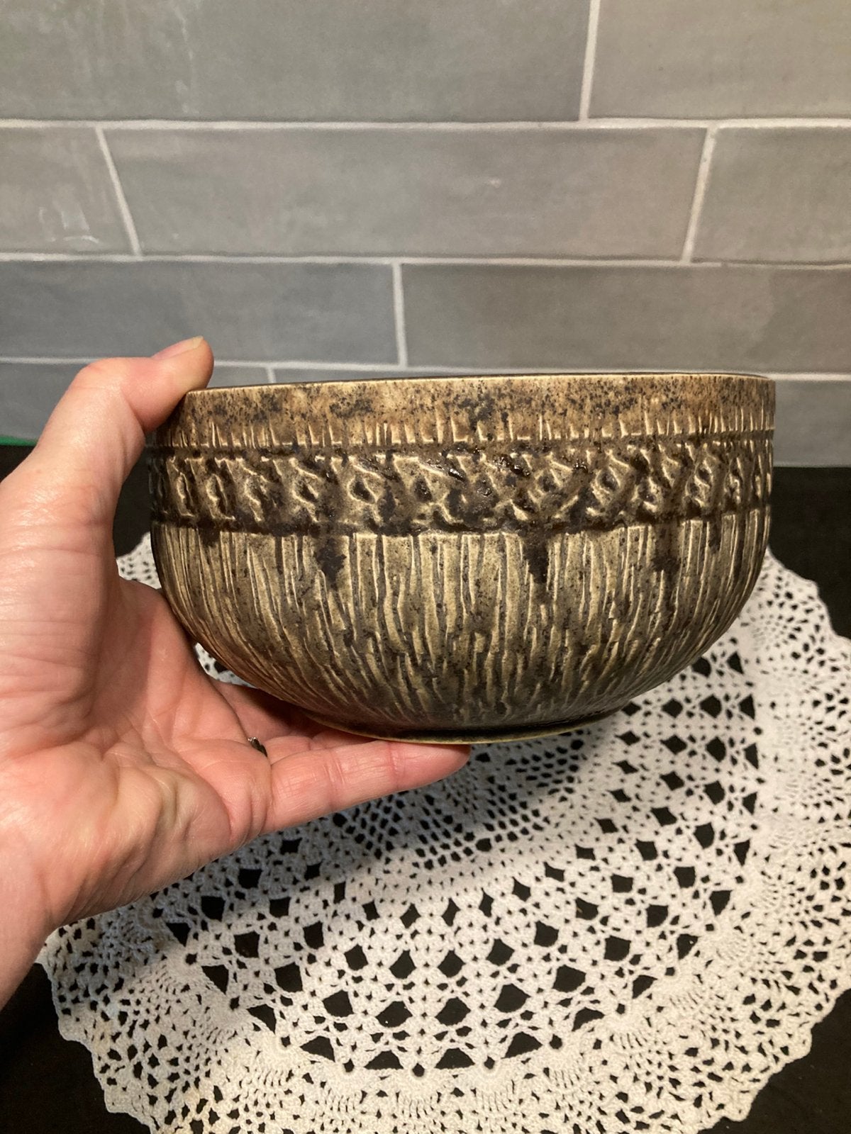 Vintage bloempot Wabi Sabi stijl (090426), Gebruikt, Rond, Ophalen of Verzenden, Aardewerk