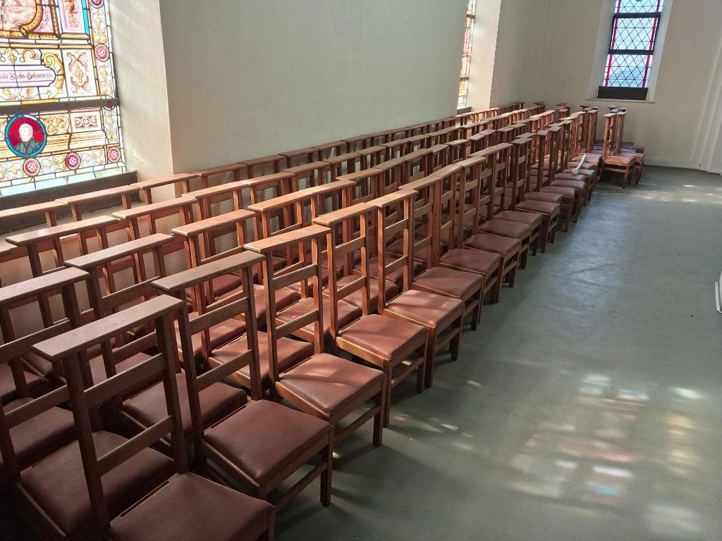 stoeltje, Huis en Inrichting, Stoelen, Gebruikt, Bruin, Vijf, Zes of meer stoelen, Leer