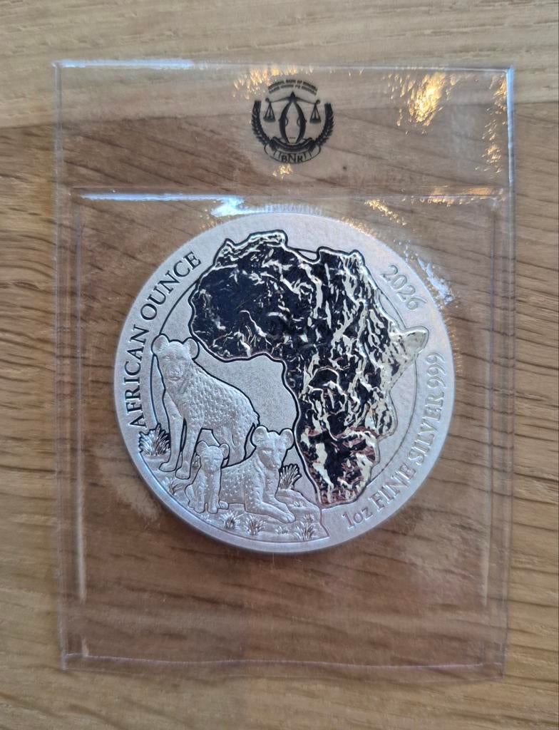 1 oz zilver Rwanda Hyena 2026, Postzegels en Munten, Edelmetalen en Baren, Ophalen of Verzenden, Zilver