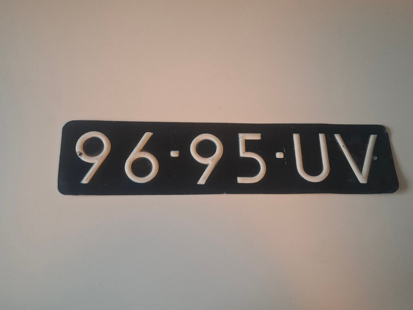 Oude Nederlandse kentekenplaat 96-95-UV eind  '60 begin '70, Verzamelen, Ophalen of Verzenden, Overige typen
