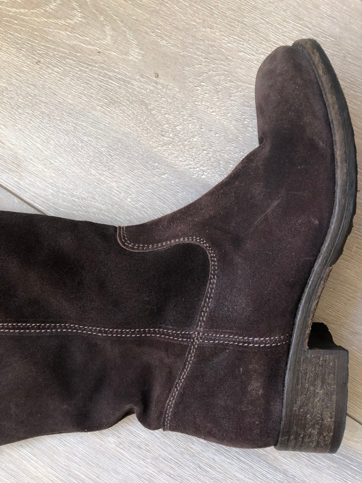 Te koop: leren overknee laarzen, bruin, bont, 38, Ophalen of Verzenden, Zo goed als nieuw, Bruin, Hoge laarzen