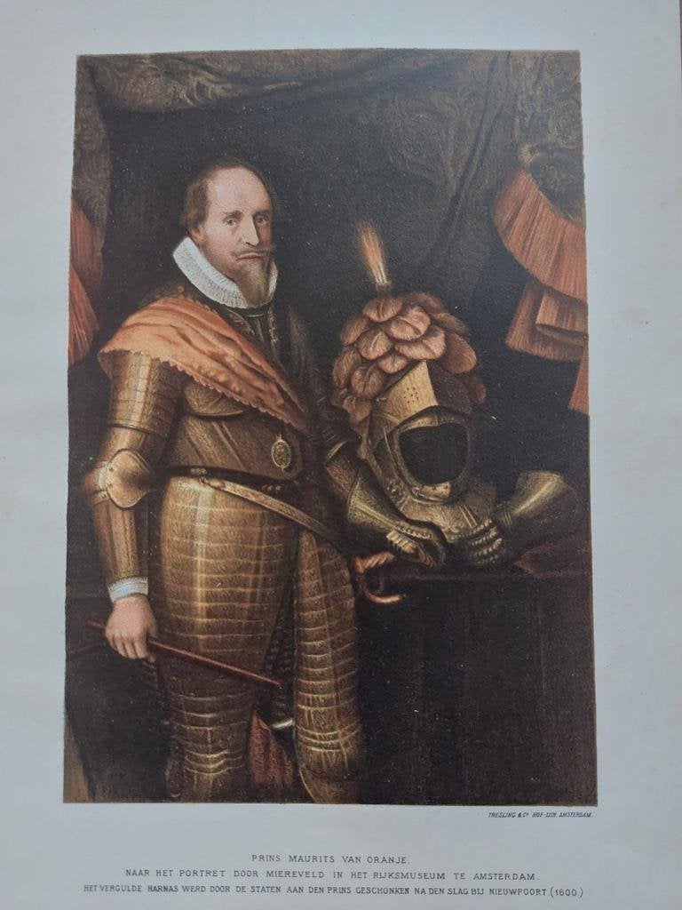 23 / Chromo litho uit 1910 van Prins Maurits van Oranje, Antiek en Kunst, Ophalen of Verzenden