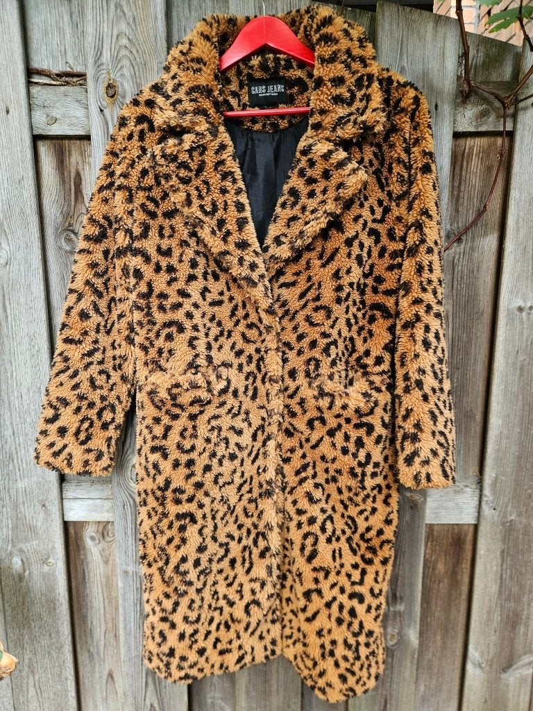 Jas met panterprint, Bruin, Ophalen of Verzenden, Zo goed als nieuw, Maat 36 (S)