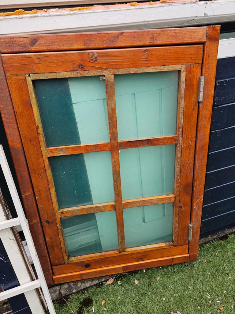 Blokhut deuren en 2 ramen plexiglas, Tuin en Terras, Ophalen of Verzenden, Hout, Overige typen