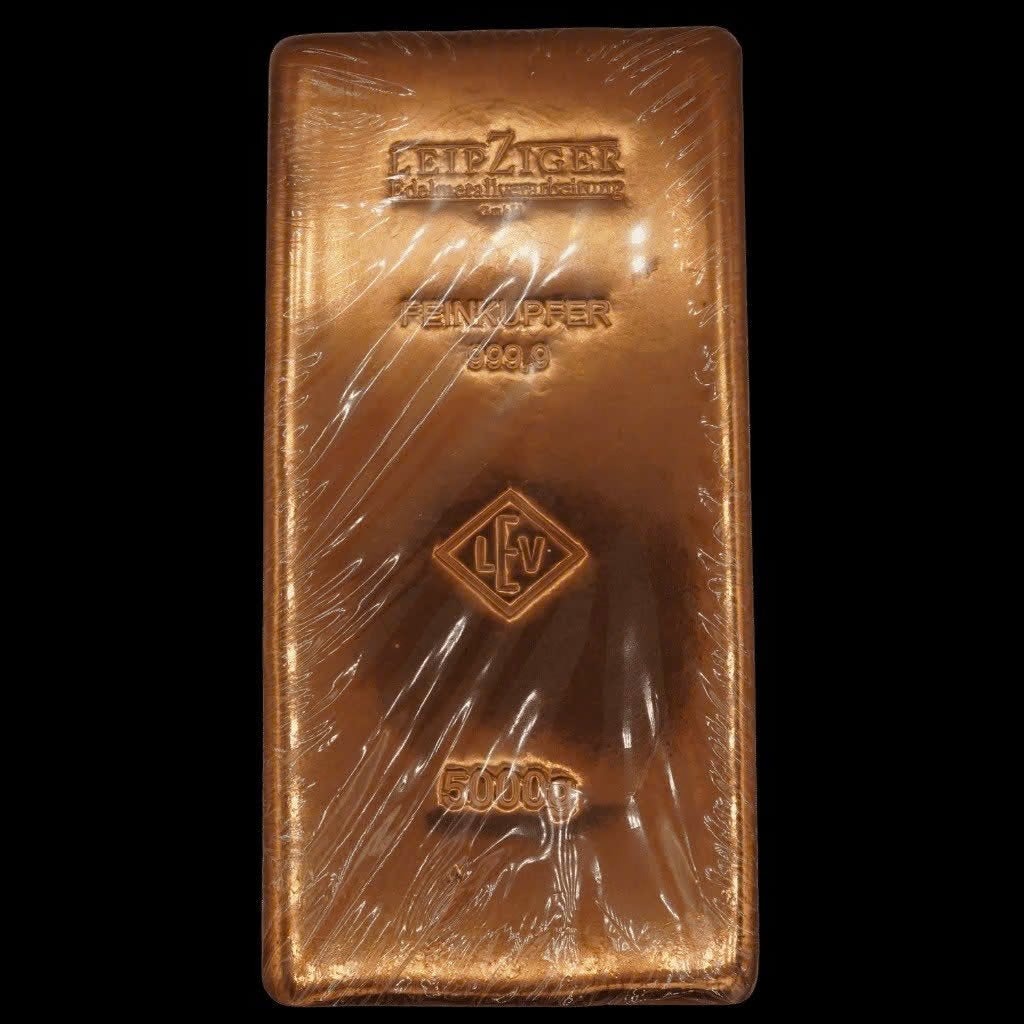 Duitsland Leipziger LEV 5 kg kilo  .9999 Fijne koperen staaf, Ophalen of Verzenden, Koper