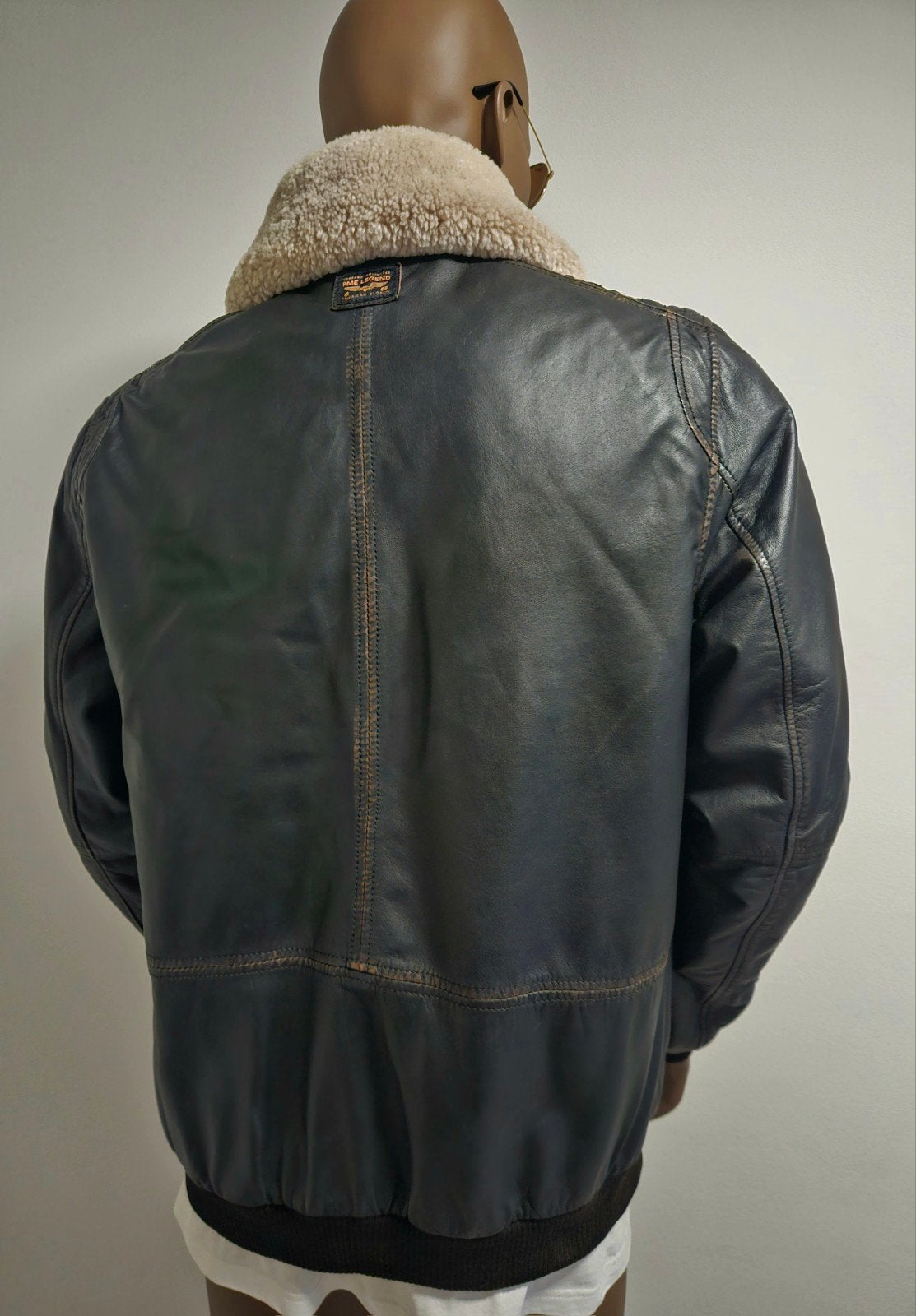 Stijvolle schapen leren jas met afneembare bontkraag  XL, PME LEGEND, Bruin, ., Maat 56/58 (XL)