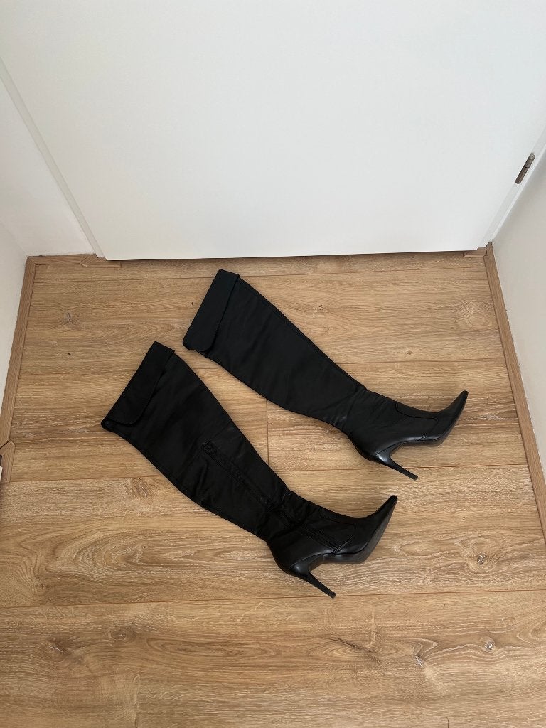 Hoge leren laarzen maat 40, Kleding | Dames, Schoenen, Ophalen, Hoge laarzen, Zwart, Onbekend