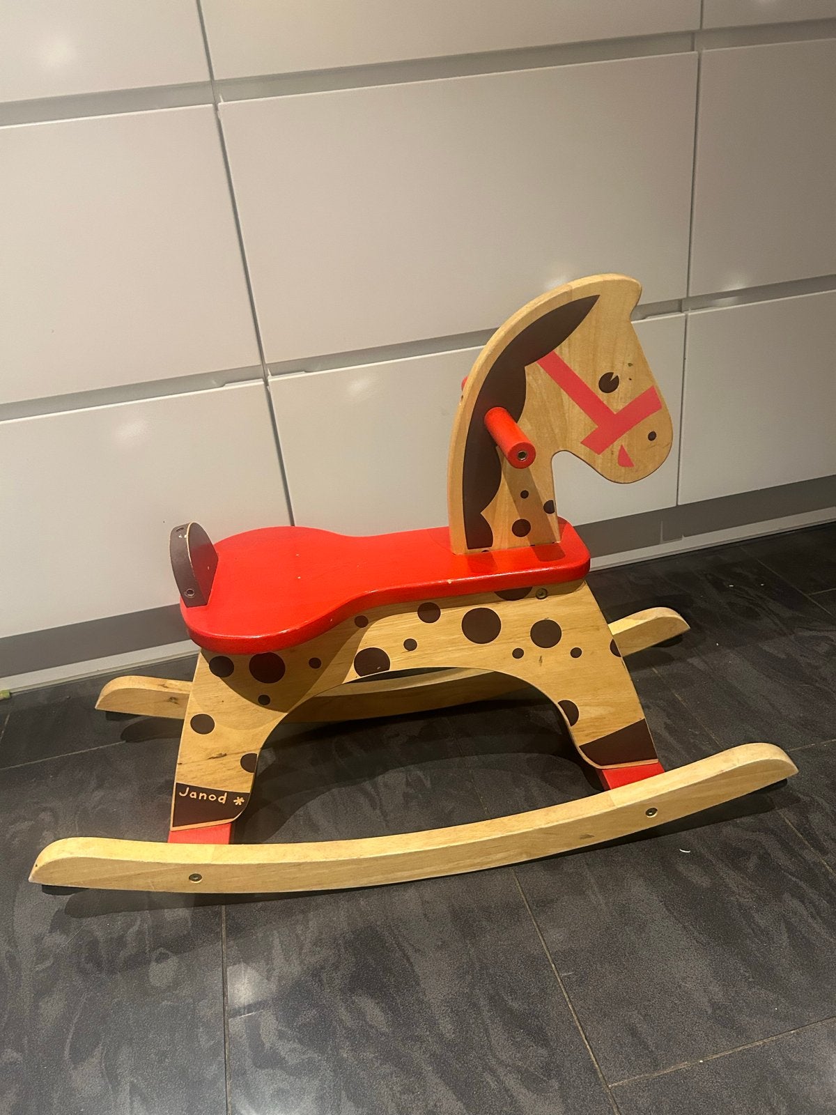Janod Houten Schommelpaard - Zo goed als nieuw, Ophalen of Verzenden, Zo goed als nieuw, Rij- of Hobbelspeelgoed