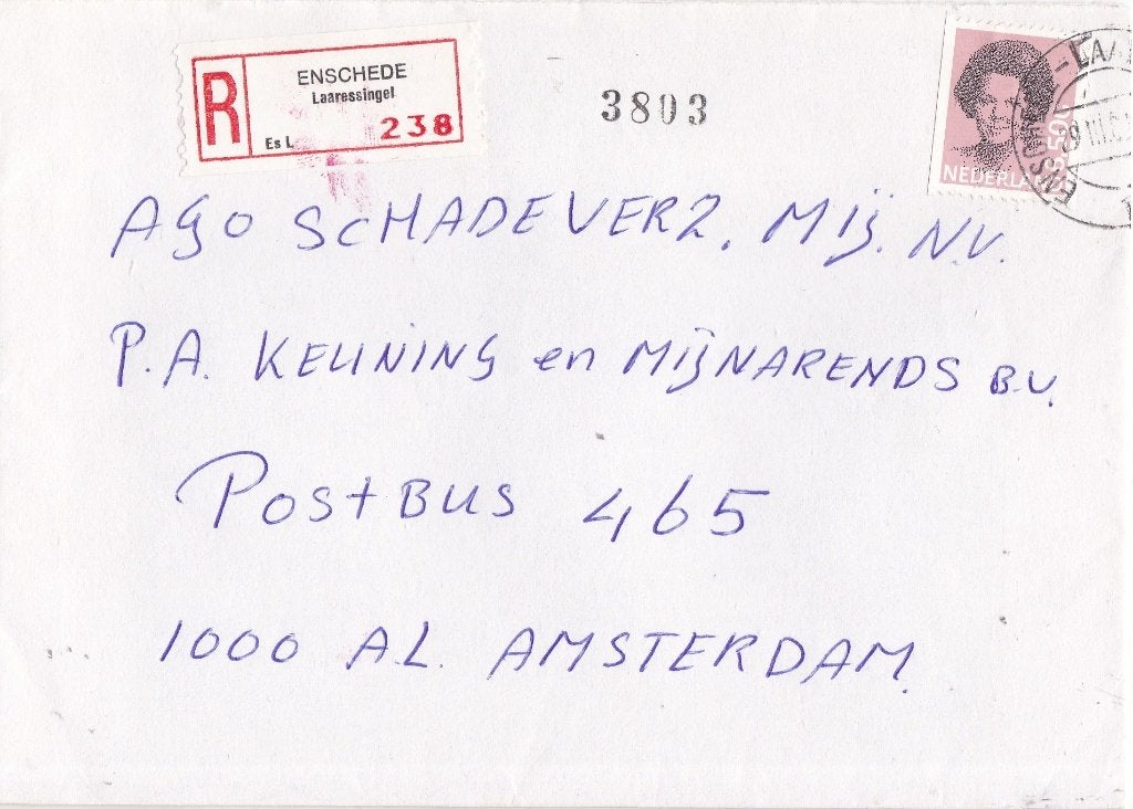 Nederland - R-brief – Enschede Laaressingel - 238, Ophalen of Verzenden, Envelop