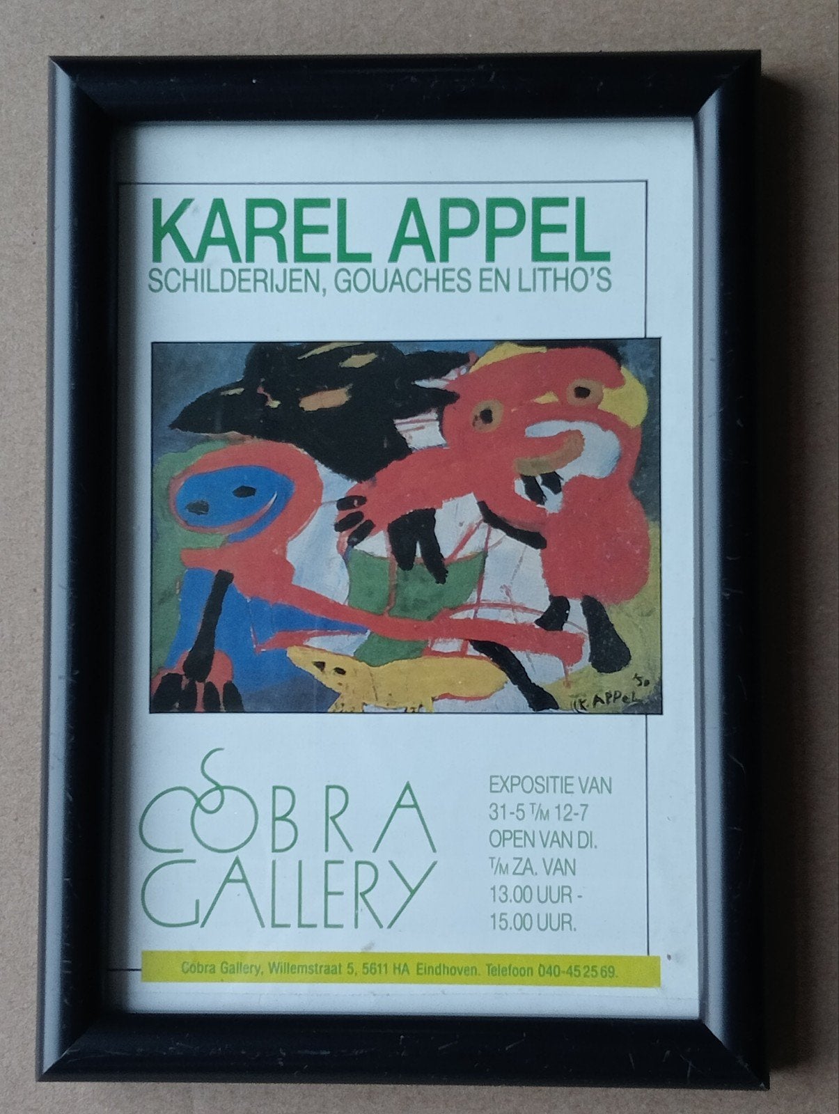 Karel Appel mini affiche advertentie, Ophalen of Verzenden, 1980 tot heden, Knipsel(s)
