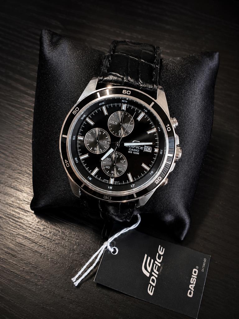 Casio Edifice EFR-526L - Nieuwstaat, Casio, Leer, Staal, Polshorloge