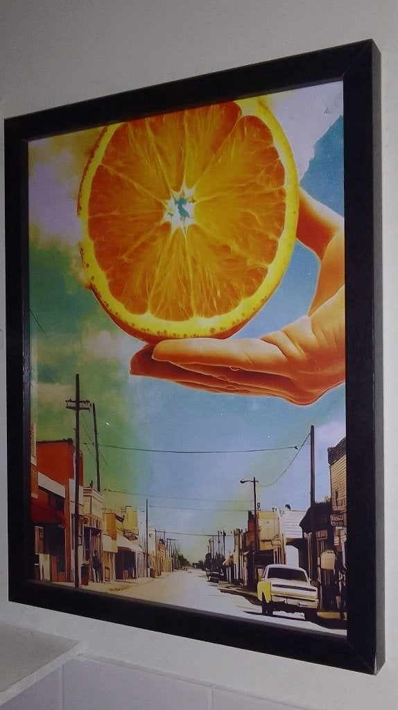 Vintage retro poster met lijst, Ophalen, Gebruikt, Met lijst, A1 t/m A3