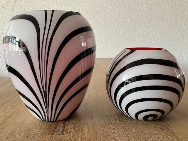 set van 2  Loranto zebra vazen (glas), Ophalen, Overige kleuren, Minder dan 50 cm, Glas