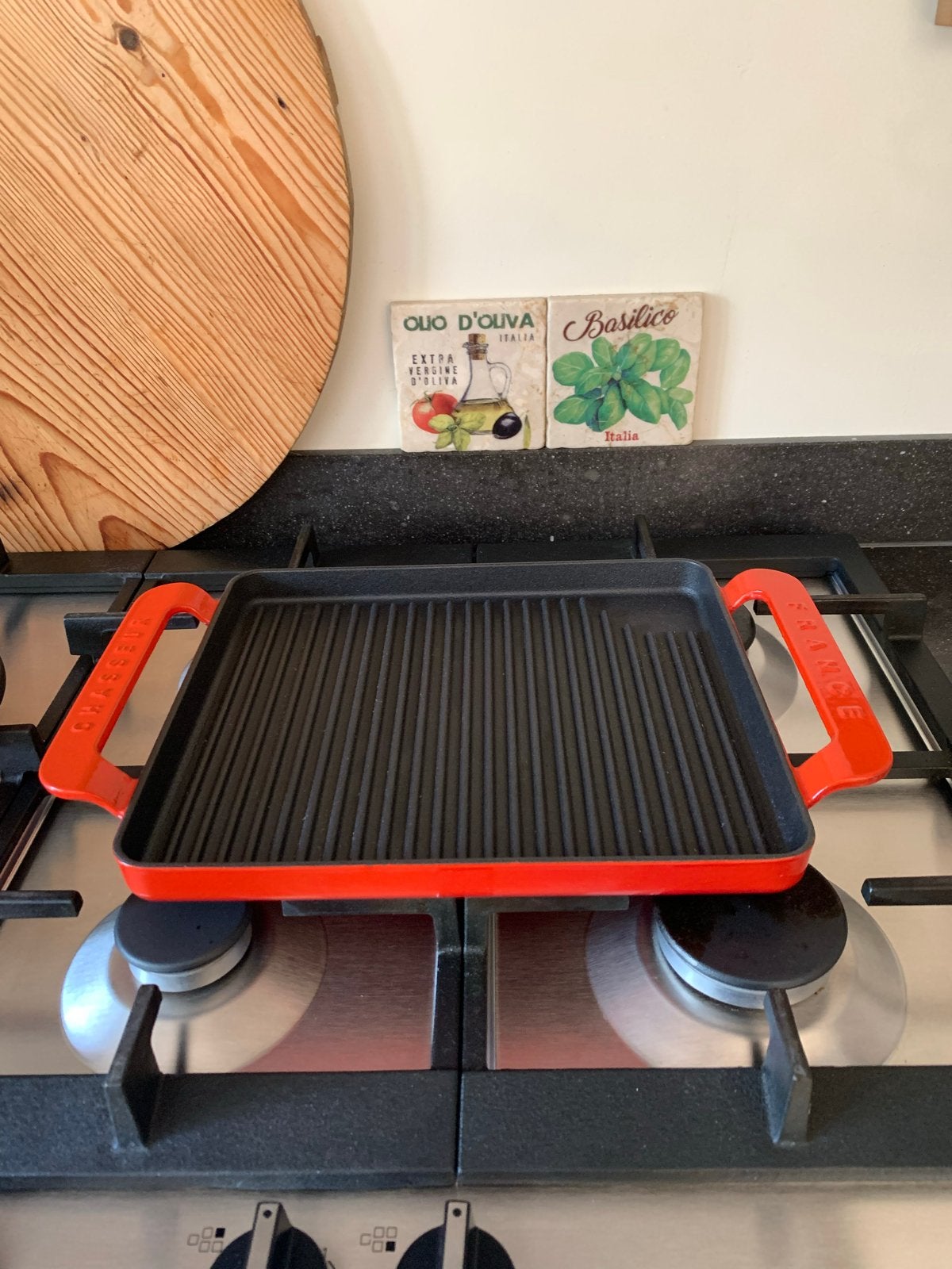 De Oldenhof Chasseur France Grillplaat Gietijzer Rood, Gietijzer, Overige typen, Nieuw, Ophalen of Verzenden