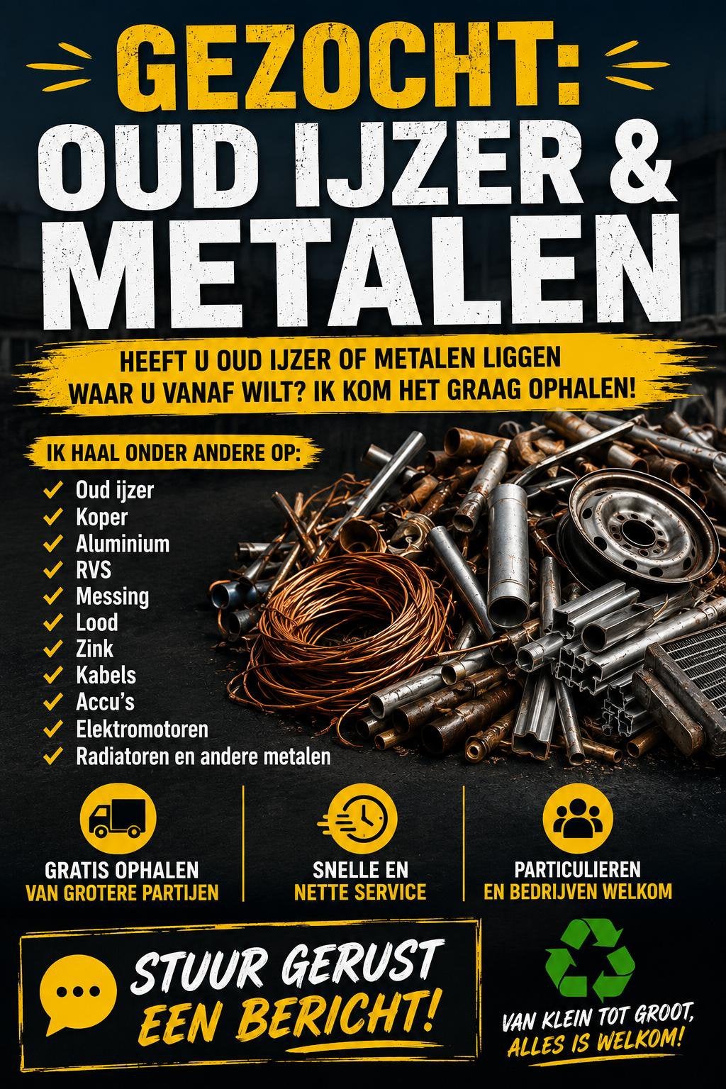 wij halen gratis u oud ijzer en koper op!, Ophalen of Verzenden, IJzer