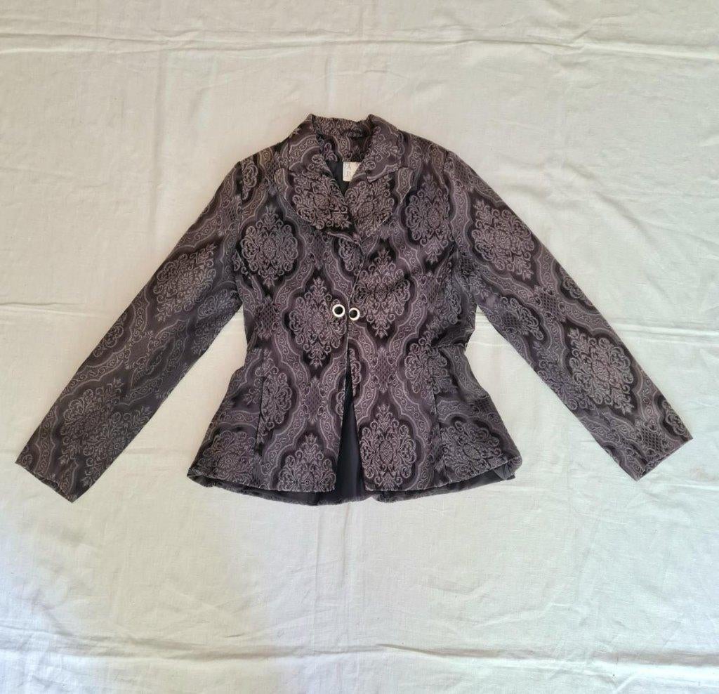 Grijs en zwart damast vintage blazer, Maat 38/40 (M), Ateliers Rare Toggery, Ophalen of Verzenden, Jasje