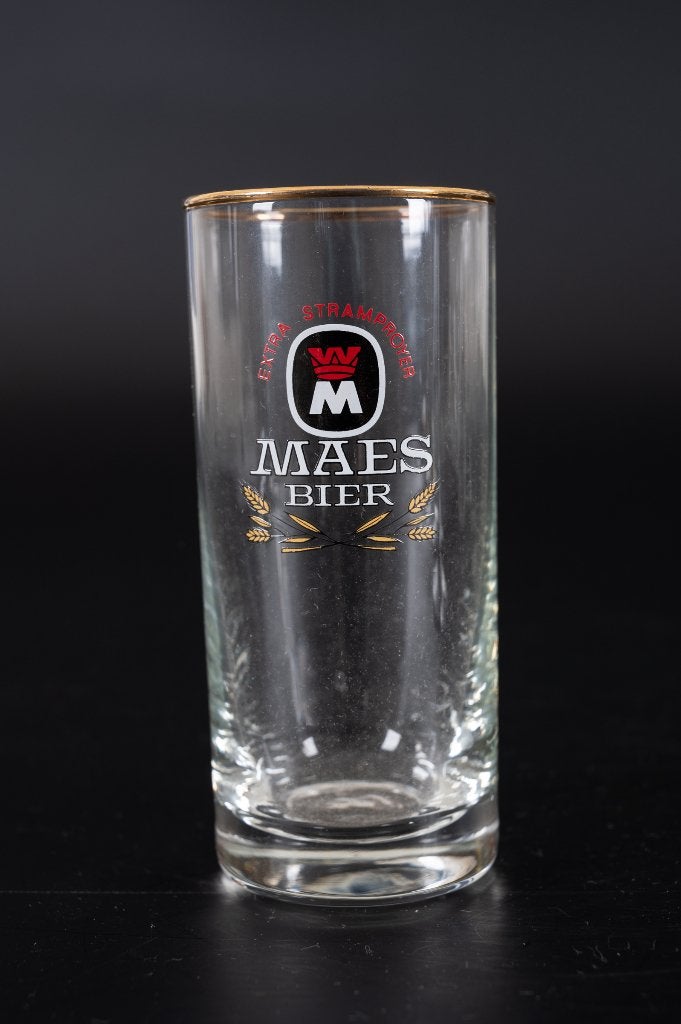 Bierglas Stramproyer Maes 13,5 cm hoog, Ophalen of Verzenden, Gebruikt, Glas of Glazen, Overige merken