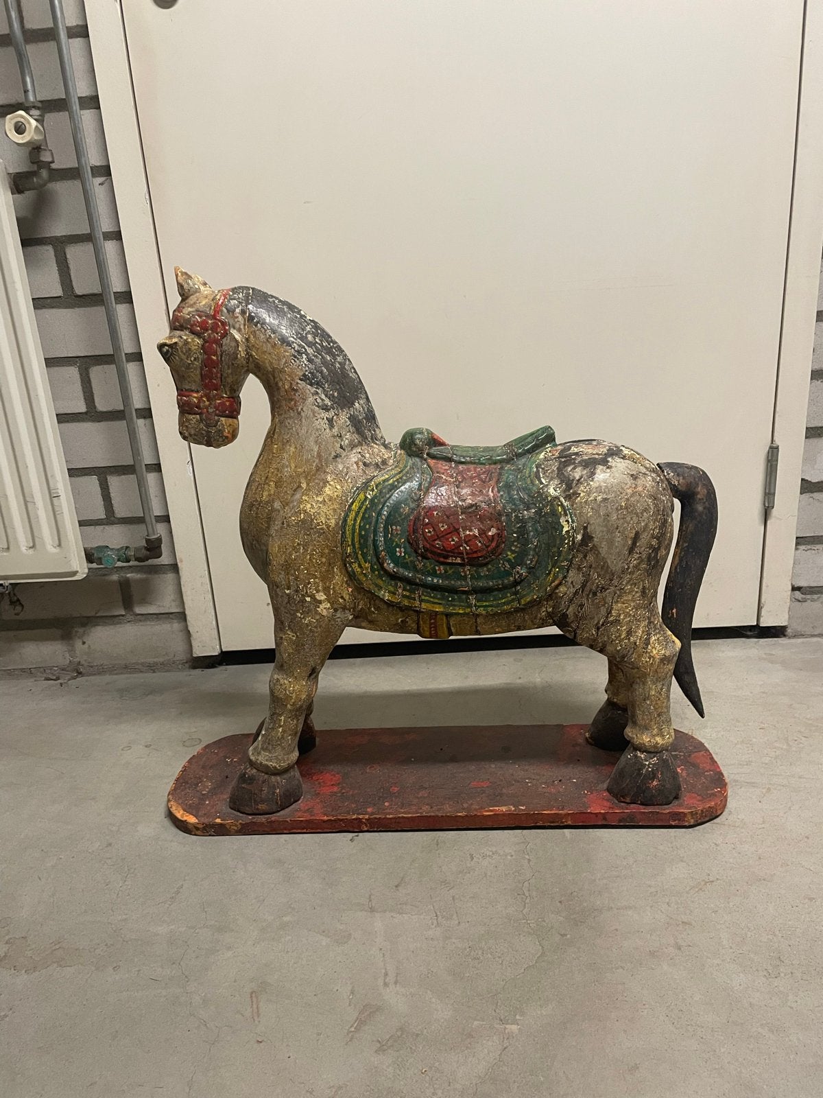 Antiek houten paard - Decoratief beeld, Ophalen of Verzenden