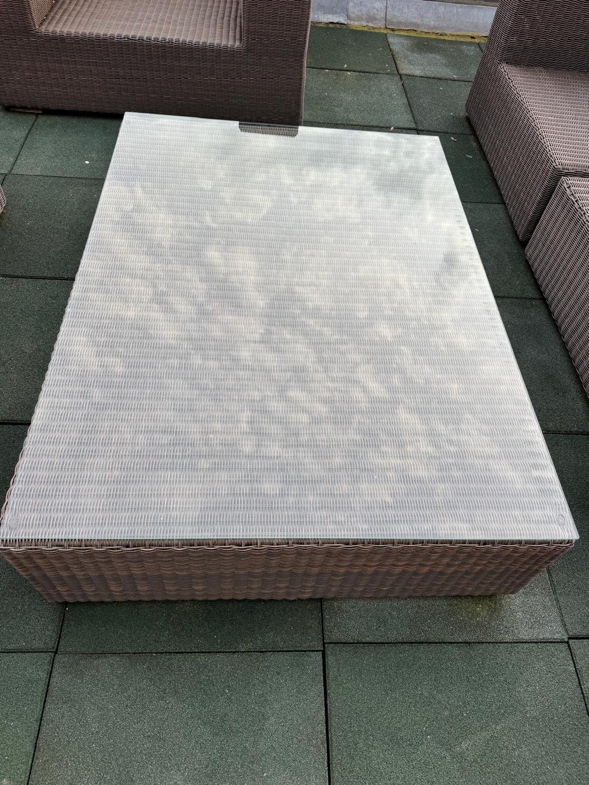 Moderne loungestoel (één) met glazen terrastafel - loungeset, Tuin en Terras, Tuinsets en Loungesets, Zo goed als nieuw, Ophalen