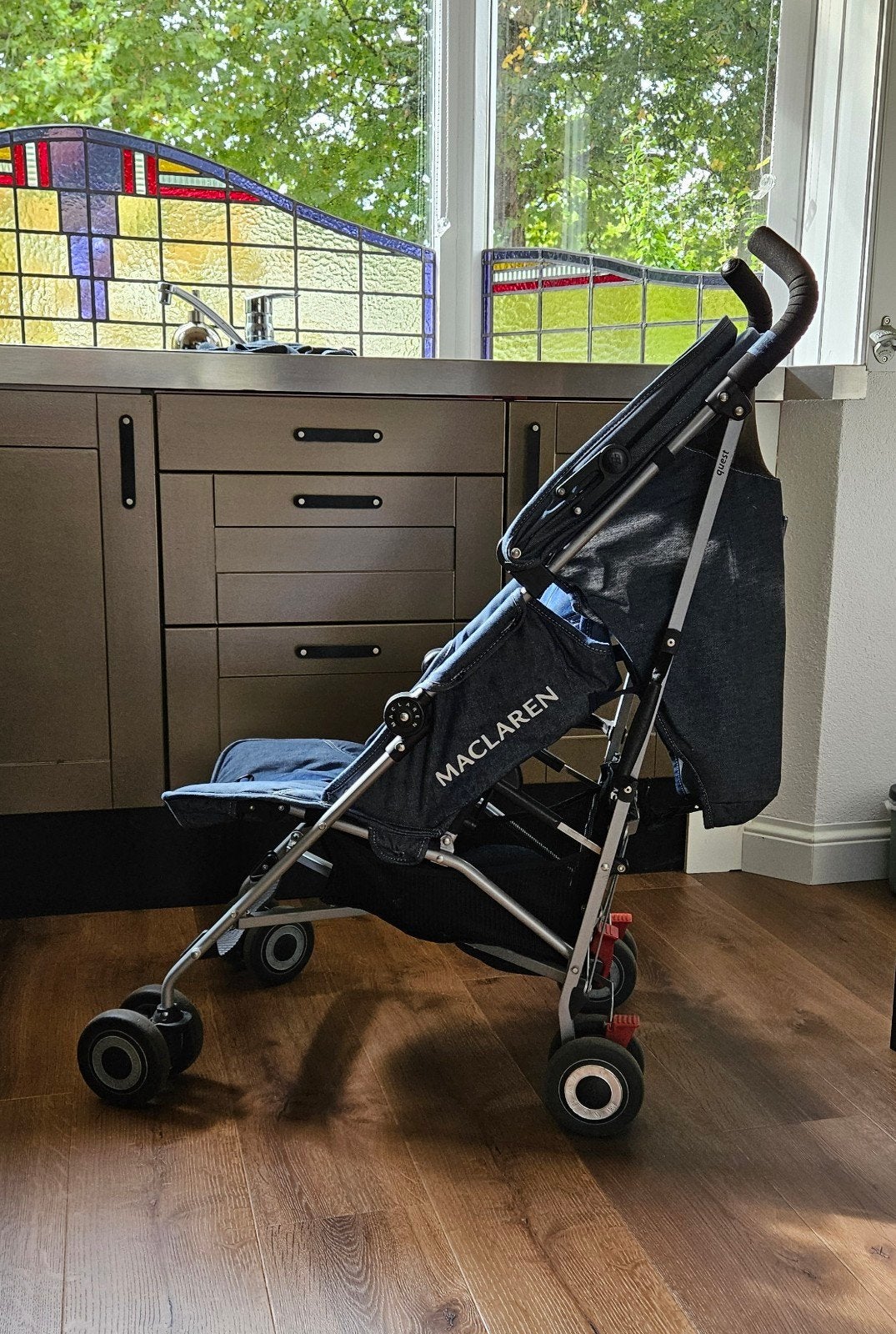 Maclaren Quest buggy - denim blauw, Ophalen, Zo goed als nieuw, Maclaren, Verstelbare rugleuning