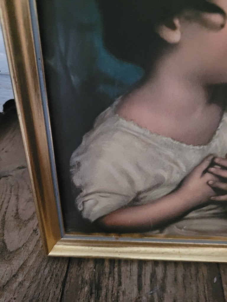 Vintage Italiaanse lijst met stoffen afbeelding  foto 1/4, Heikant 21 Kaatsheuvel, Schilderijlijst, 19 cm, 24 cm