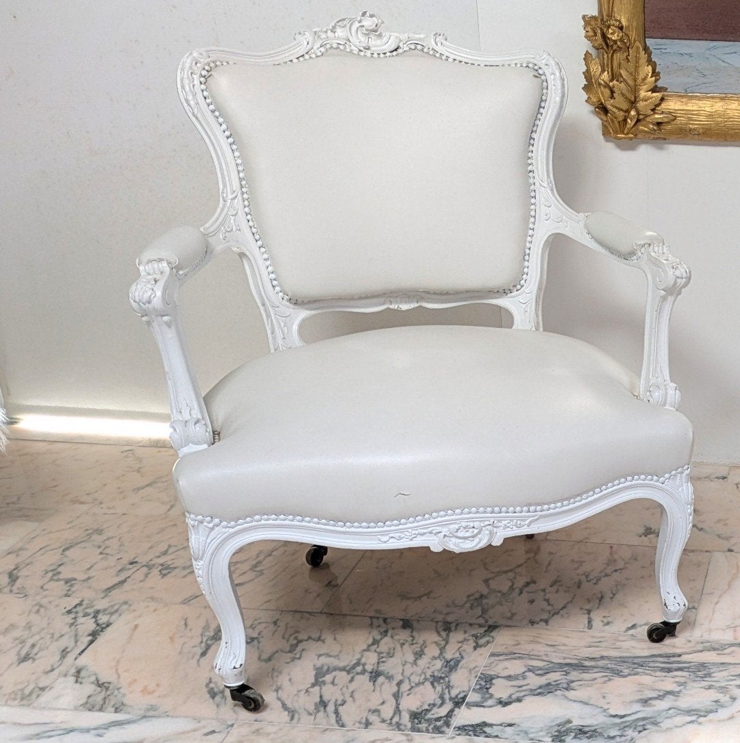 2 stuks Barok fauteuil - Brocante stoelen - Klassiek wit, Ophalen