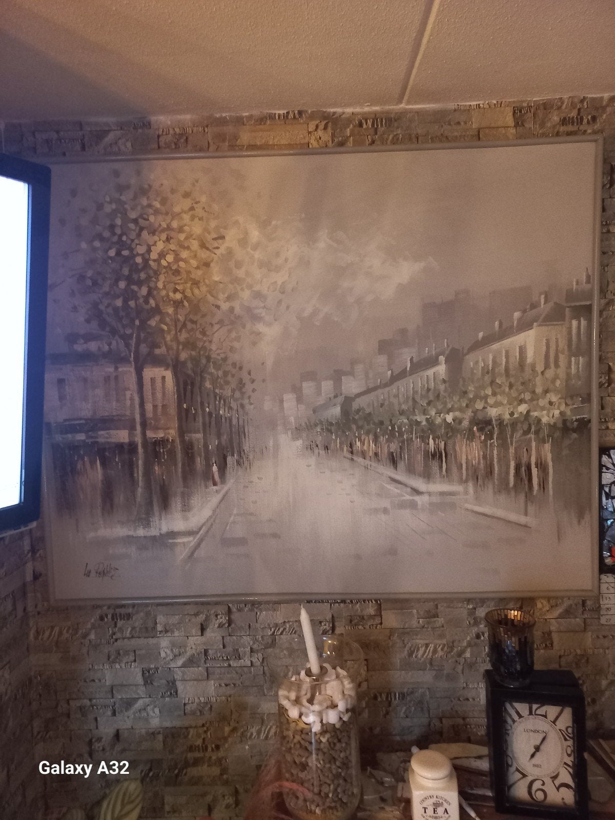 Schilderij Stadsgezicht - Lee Reynolds, Antiek en Kunst, Ophalen