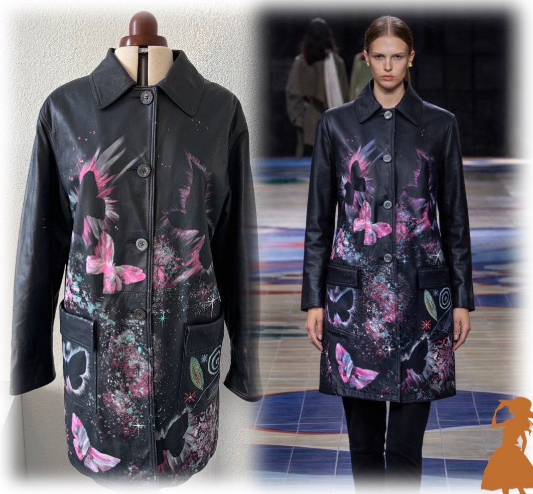 Leren Skinflower airbrush jas-44🌸nieuwstaat, Kleding | Dames, Ophalen of Verzenden, Zo goed als nieuw, Maat 42/44 (L), Meerkleurig
